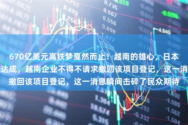 670亿美元高铁梦戛然而止！越南的雄心，日本、德国苦熬数年都没能达成，越南企业不得不请求撤回该项目登记，这一消息瞬间击碎了民众期待